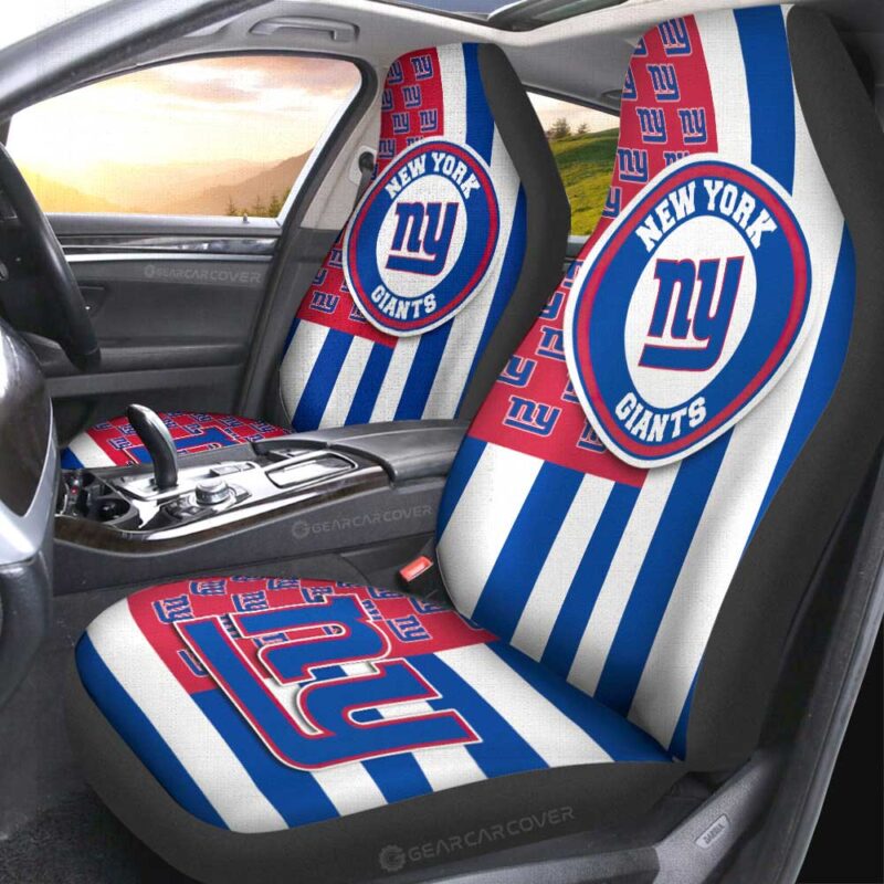 New York Giants Car Seat Covers Custom US Flag Style