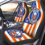 New York Islanders Car Seat Covers Custom US Flag Style