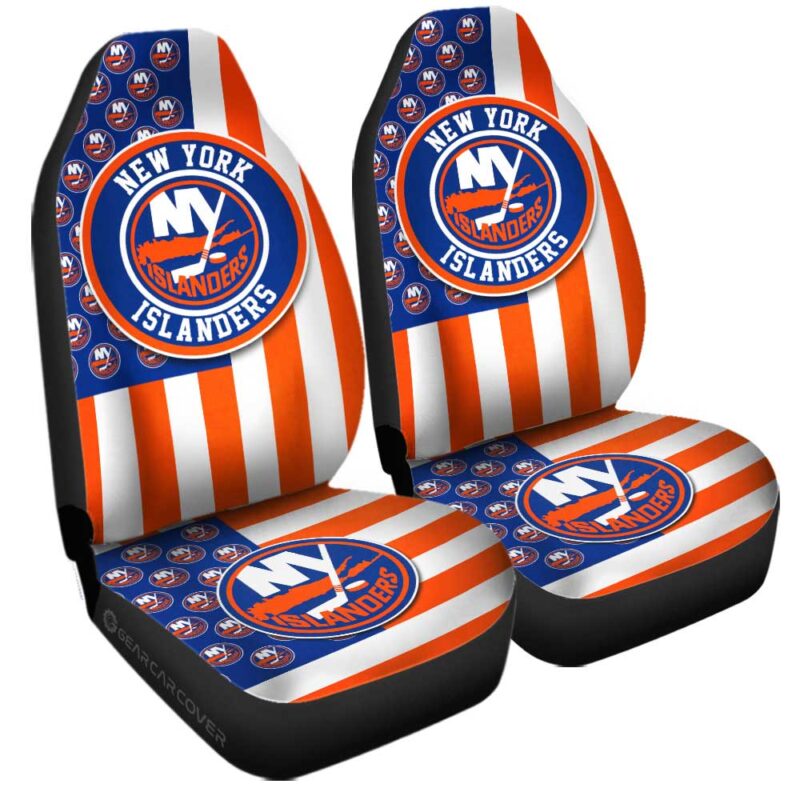 New York Islanders Car Seat Covers Custom US Flag Style