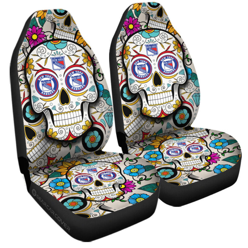 New York Rangers Car Seat Covers Custom Sugar Skull Car Accessories