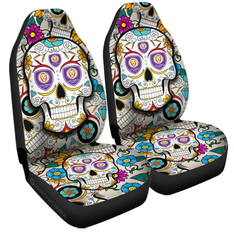 Orlando City SC Car Seat Covers Custom Sugar Skull Car Accessories
