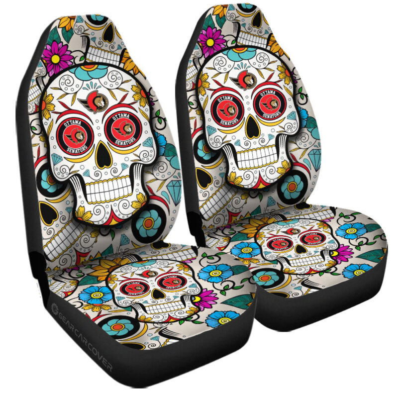 Ottawa Senators Car Seat Covers Custom Sugar Skull Car Accessories