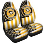 Pittsburgh Penguins Car Seat Covers Custom US Flag Style