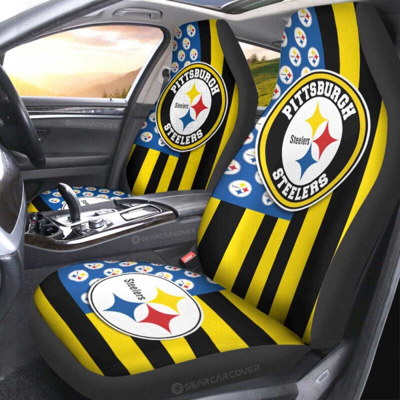 Pittsburgh Steelers Car Seat Covers Custom US Flag Style