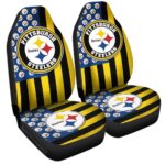 Pittsburgh Steelers Car Seat Covers Custom US Flag Style