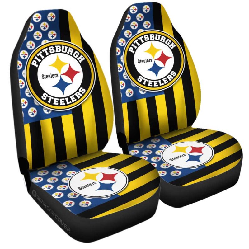Pittsburgh Steelers Car Seat Covers Custom US Flag Style