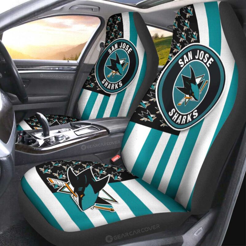 San Jose Sharks Car Seat Covers Custom US Flag Style