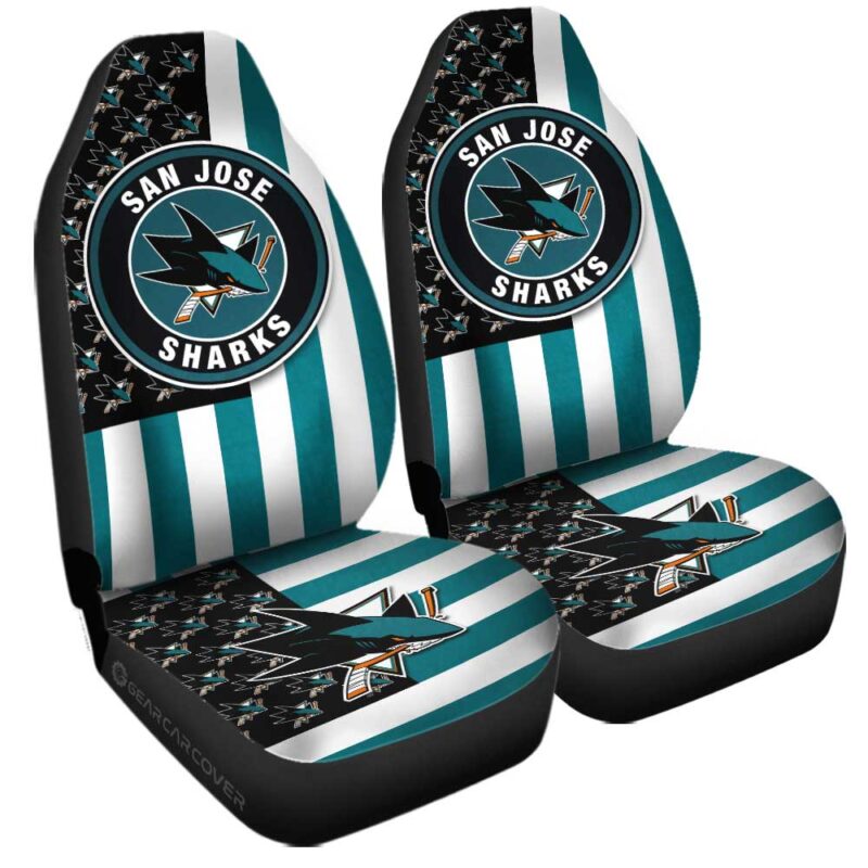 San Jose Sharks Car Seat Covers Custom US Flag Style