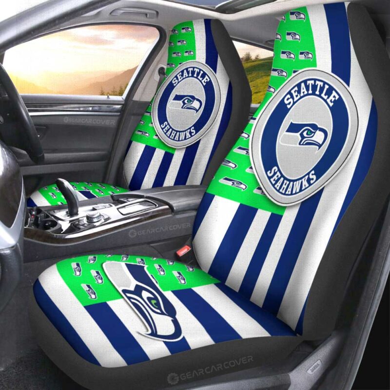Seattle Seahawks Car Seat Covers Custom US Flag Style