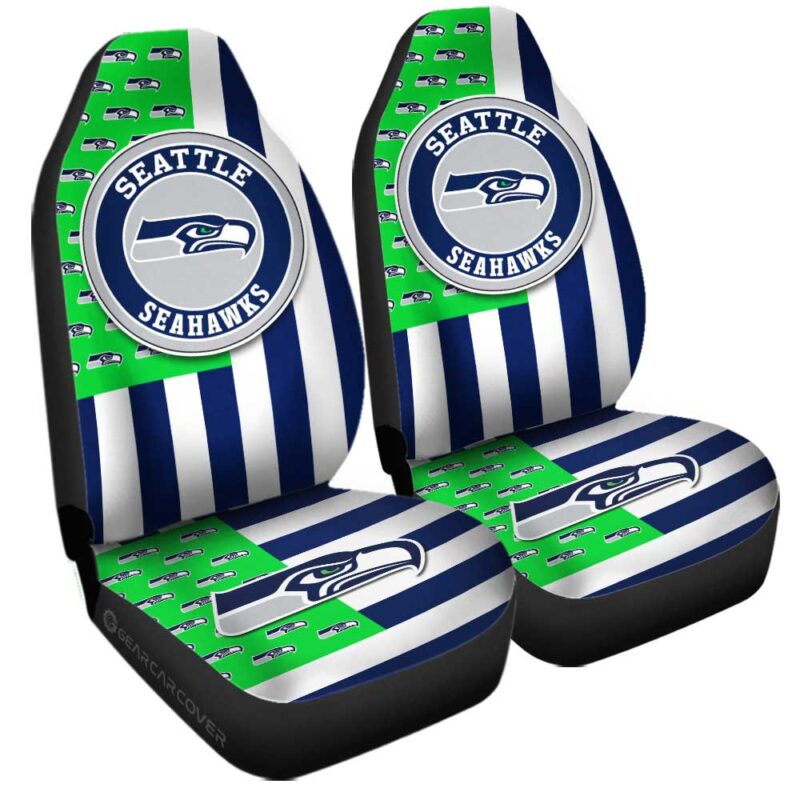 Seattle Seahawks Car Seat Covers Custom US Flag Style