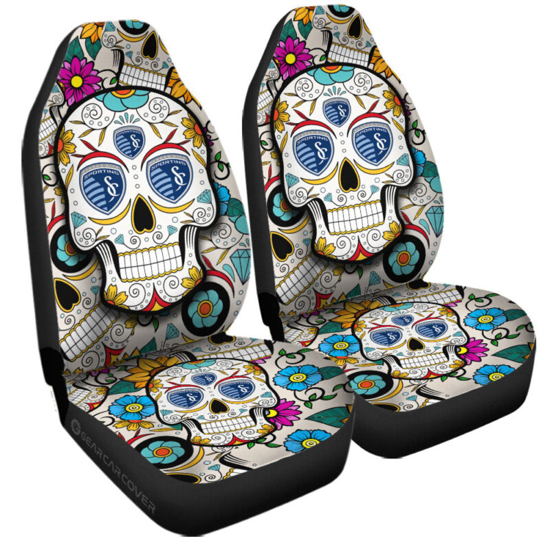 Sporting Kansas City Car Seat Covers Custom Sugar Skull Car Accessories
