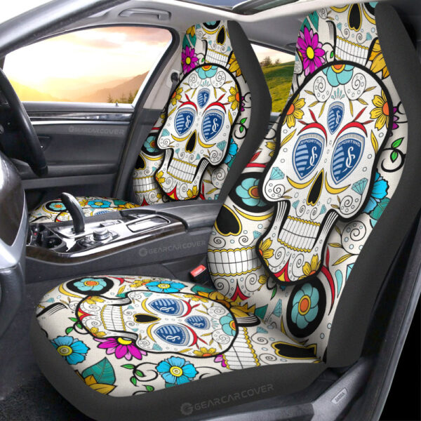 Sporting Kansas City Car Seat Covers Custom Sugar Skull Car Accessories