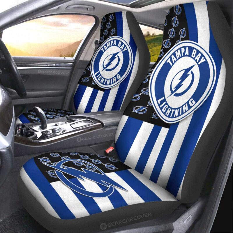 Tampa Bay Lightning Car Seat Covers Custom US Flag Style
