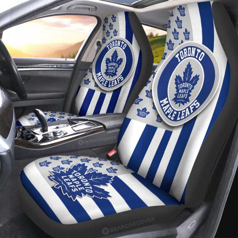 Toronto Maple Leafs Car Seat Covers Custom US Flag Style
