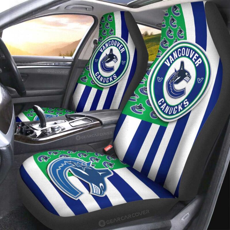 Vancouver Canucks Car Seat Covers Custom US Flag Style
