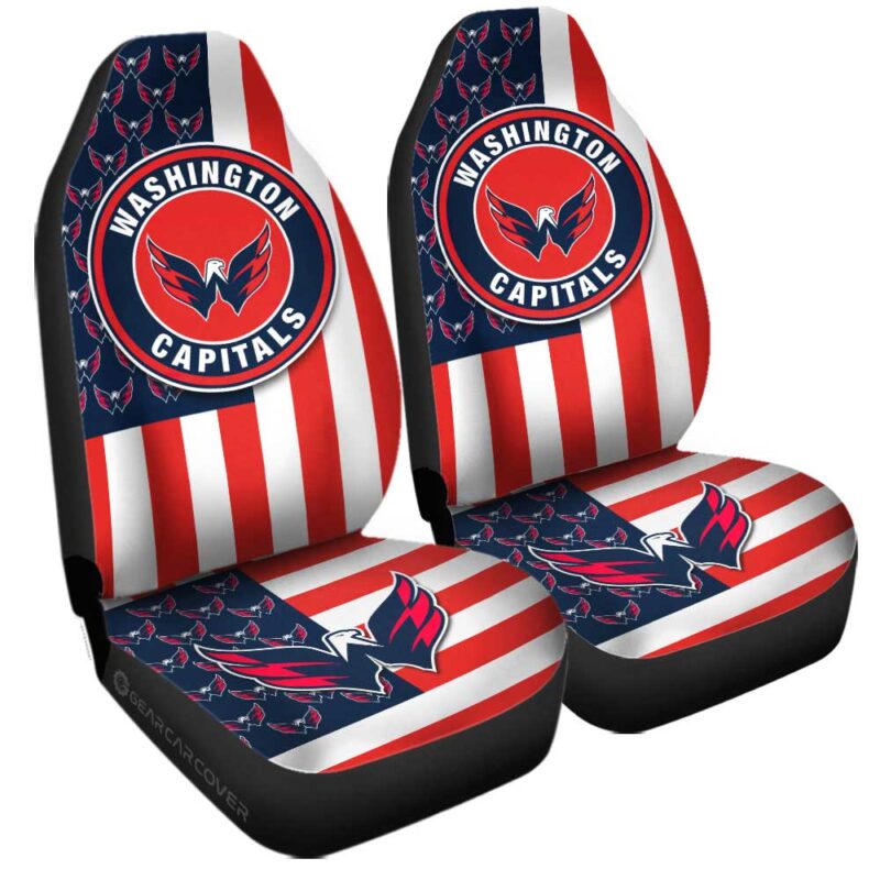 Washington Capitals Car Seat Covers Custom US Flag Style
