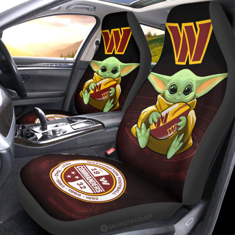 Washington Commanders Car Seat Covers Baby Yoda Car Accessories For Fan