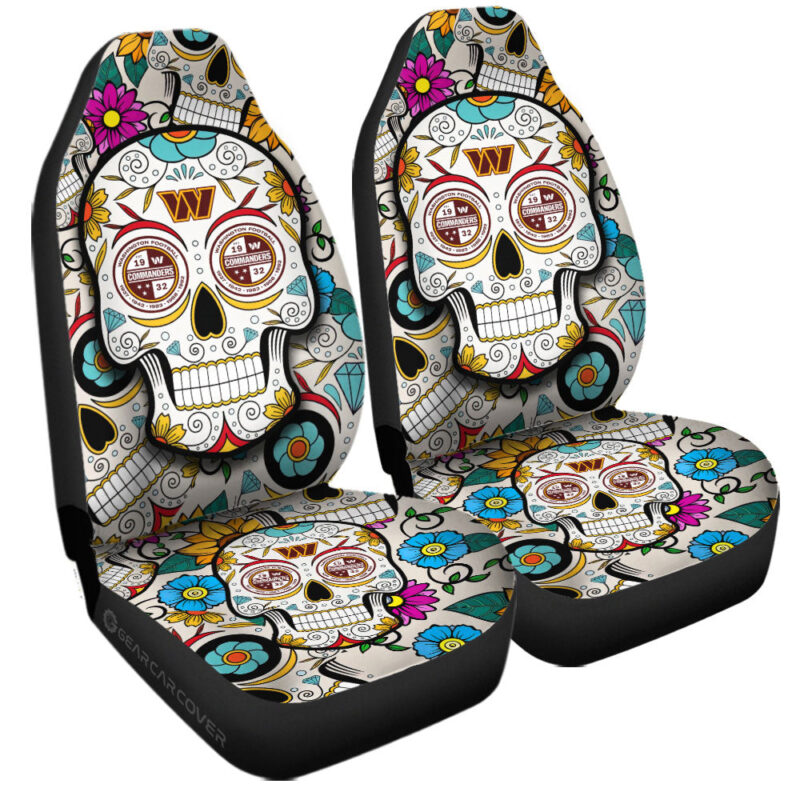 Washington Commanders Car Seat Covers Custom Sugar Skull Car Accessories