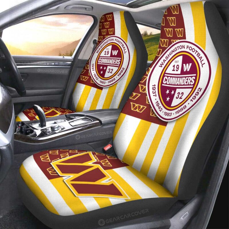 Washington Commanders Car Seat Covers Custom US Flag Style
