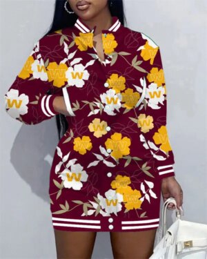 Washington Commanders Women Button Down Jacket Dress AZBTBDJD000286