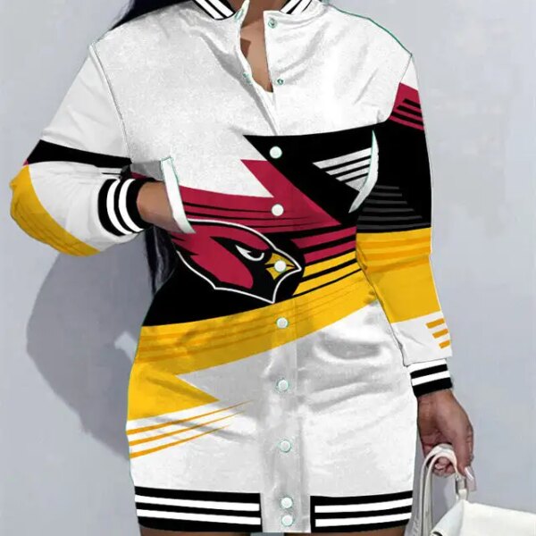 Arizona Cardinals Women Button Down Jacket Dress AZBTBDJD000123