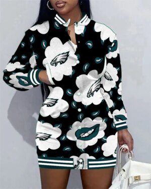 Philadelphia Eagles Women Button Down Jacket Dress AZBTBDJD000278
