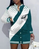 Philadelphia Eagles Women Button Down Jacket Dress AZBTBDJD000279