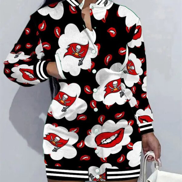 Tampa Bay Buccaneers Women Button Down Jacket Dress AZBTBDJD000201