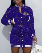 Baltimore Ravens Women Button Down Jacket Dress AZBTBDJD000134