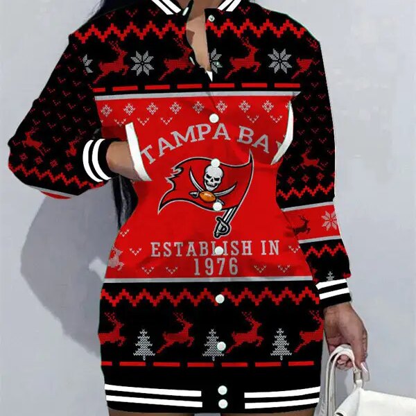 Tampa Bay Buccaneers Women Button Down Jacket Dress AZBTBDJD000202