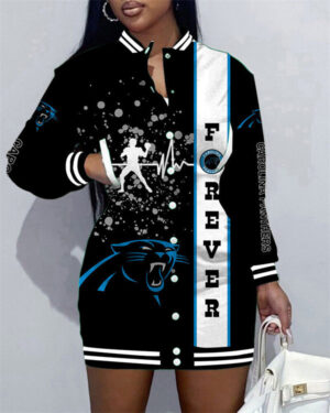 Carolina Panthers Women Button Down Jacket Dress AZBTBDJD000334