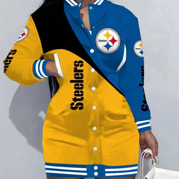 Pittsburgh Steelers Women Button Down Jacket Dress AZBTBDJD000244
