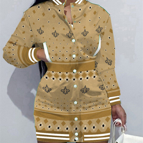 New Orleans Saints Women Button Down Jacket Dress AZBTBDJD000303