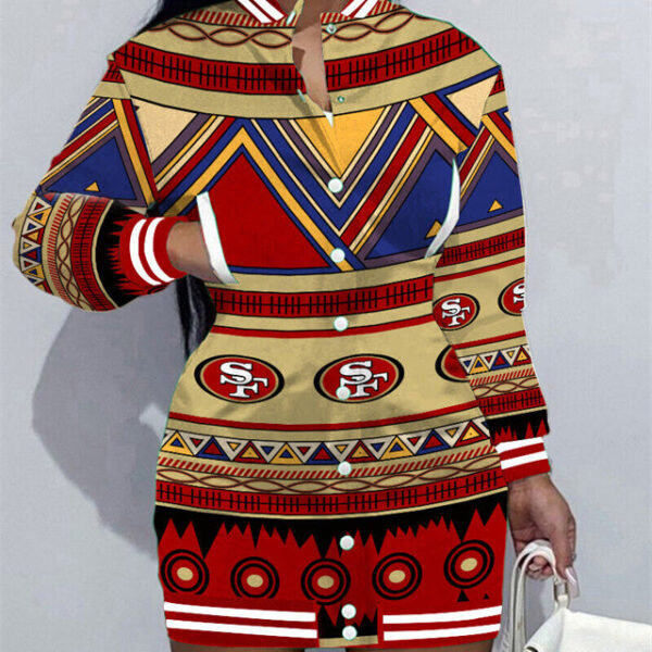 San Francisco 49ers Women Button Down Jacket Dress AZBTBDJD000218
