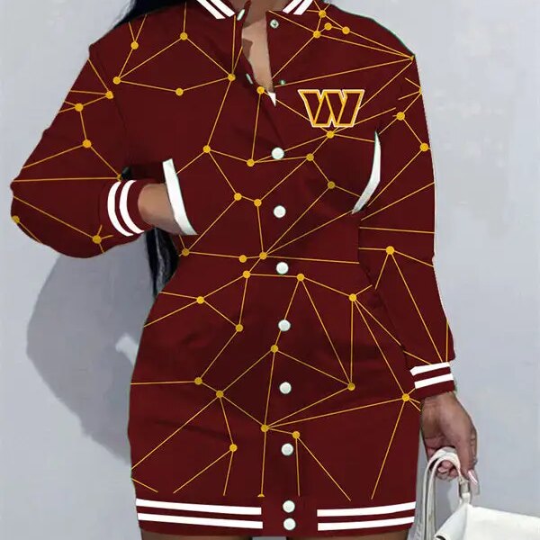Washington Commanders Women Button Down Jacket Dress AZBTBDJD000272