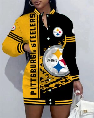 Pittsburgh Steelers Women Button Down Jacket Dress AZBTBDJD000263
