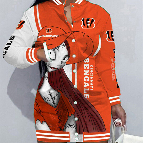Cincinnati Bengals Women Button Down Jacket Dress AZBTBDJD000108