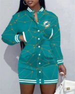 Miami Dolphins Women Button Down Jacket Dress AZBTBDJD000156