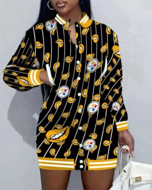Pittsburgh Steelers Women Button Down Jacket Dress AZBTBDJD000270