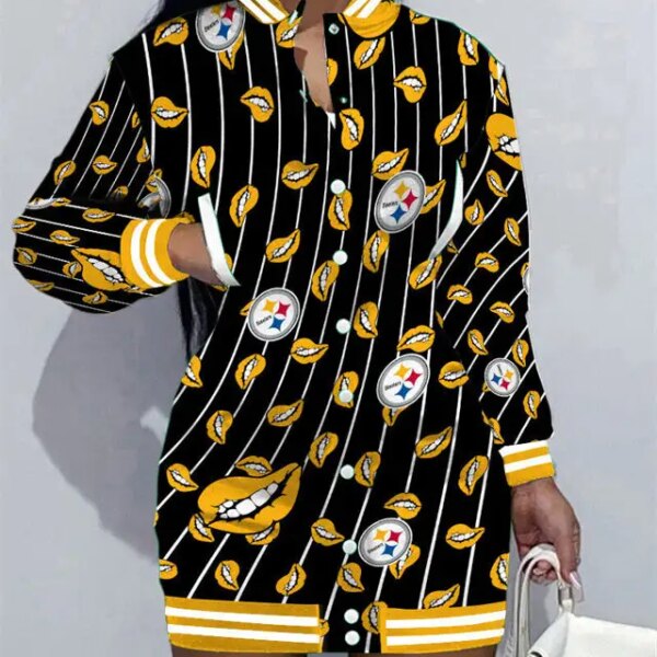 Pittsburgh Steelers Women Button Down Jacket Dress AZBTBDJD000270