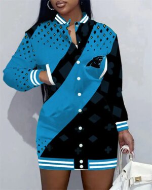 Carolina Panthers Women Button Down Jacket Dress AZBTBDJD000332