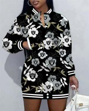 Las Vegas Raiders Women Button Down Jacket Dress AZBTBDJD000325