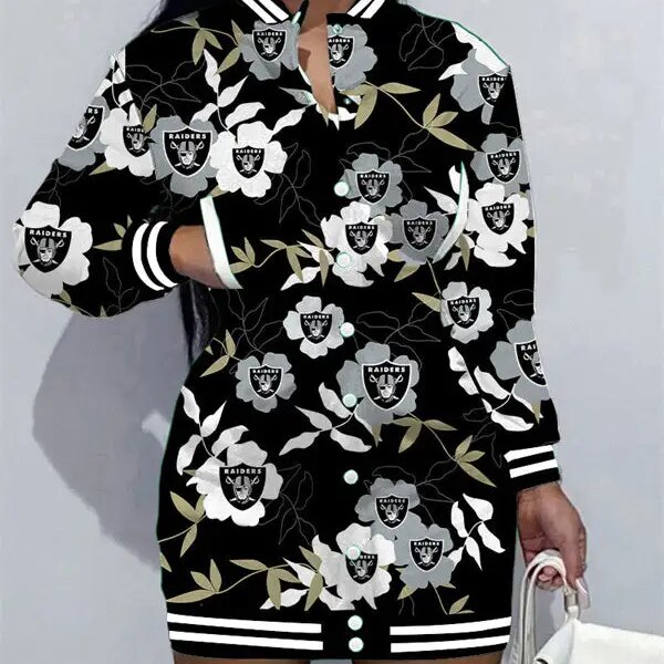 Las Vegas Raiders Women Button Down Jacket Dress AZBTBDJD000325