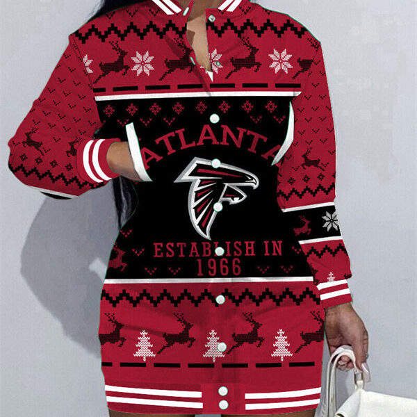 Atlanta Falcons Women Button Down Jacket Dress AZBTBDJD000346