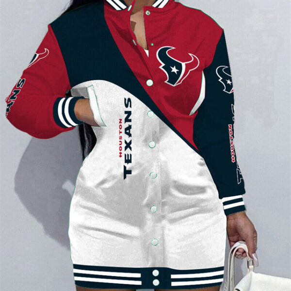 Houston Texans Women Button Down Jacket Dress AZBTBDJD000006
