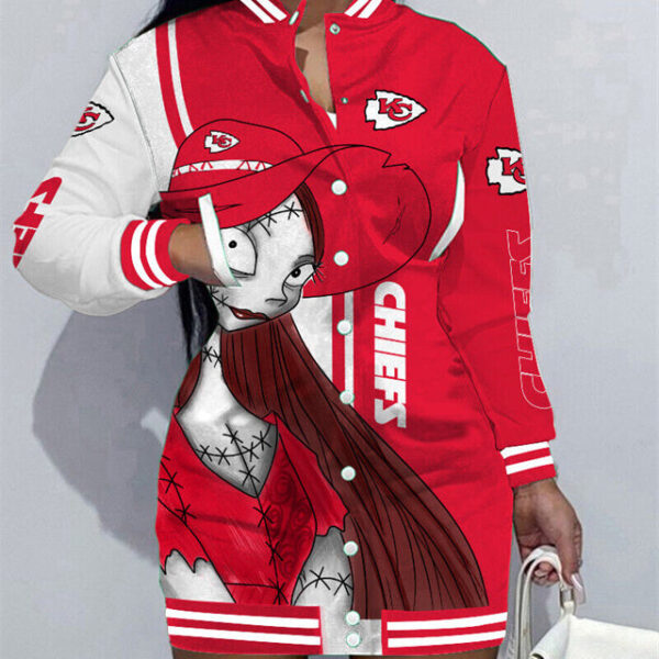 Kansas City Chiefs Women Button Down Jacket Dress AZBTBDJD000044