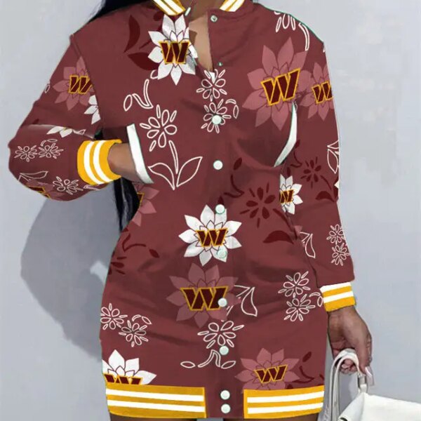 Washington Commanders Women Button Down Jacket Dress AZBTBDJD000275