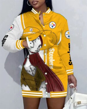 Pittsburgh Steelers Women Button Down Jacket Dress AZBTBDJD000269