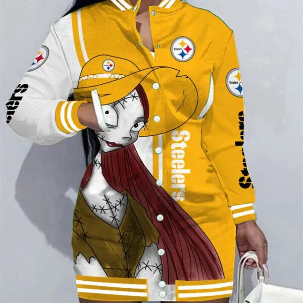 Pittsburgh Steelers Women Button Down Jacket Dress AZBTBDJD000269