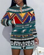 Philadelphia Eagles Women Button Down Jacket Dress AZBTBDJD000086